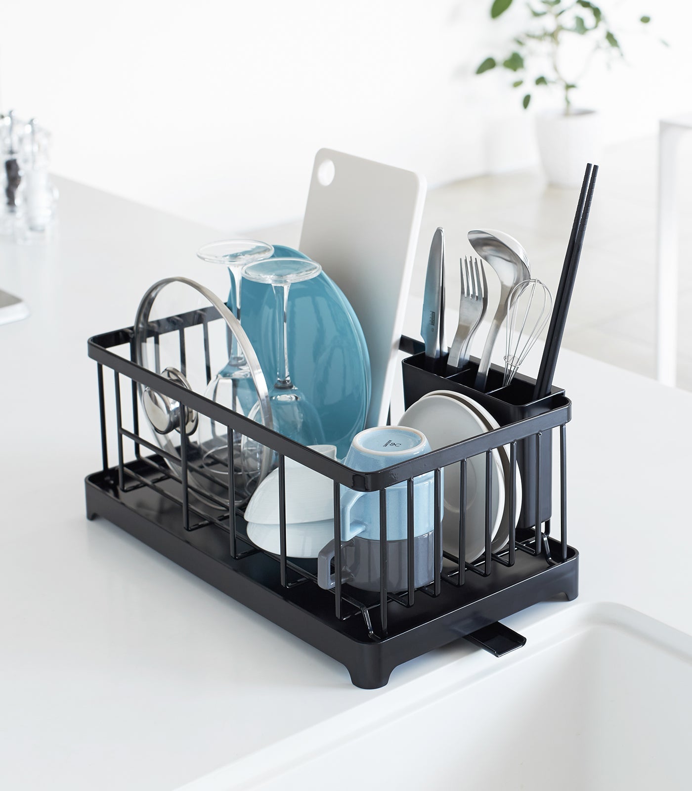 Compact Self-Draining Steel Dish Drying Rack