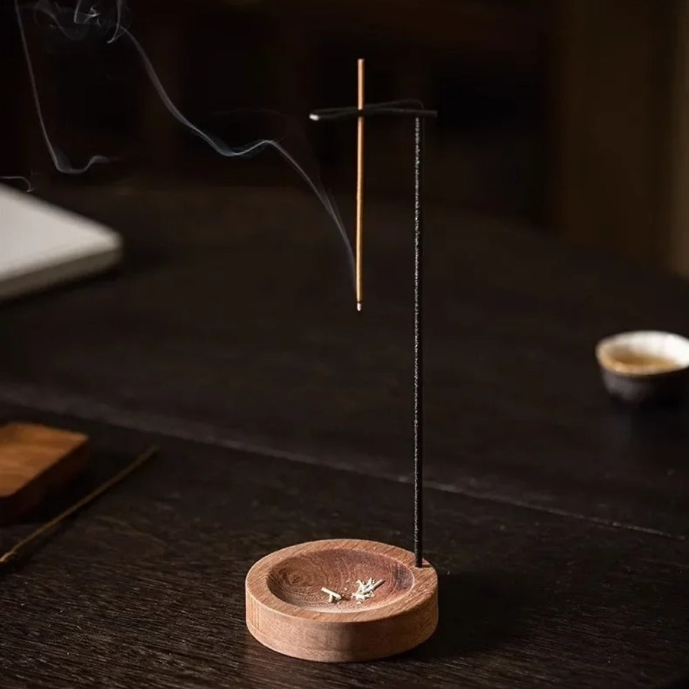 Wooden Incense Burner with Metal Stand for Meditation and Yoga