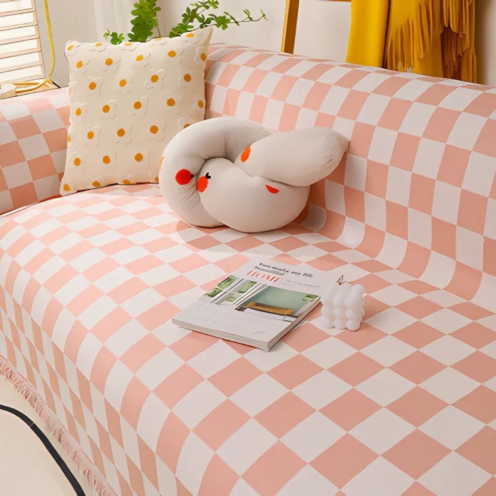 Checkerboard Chenille Anti-Scratch Sofa Cover