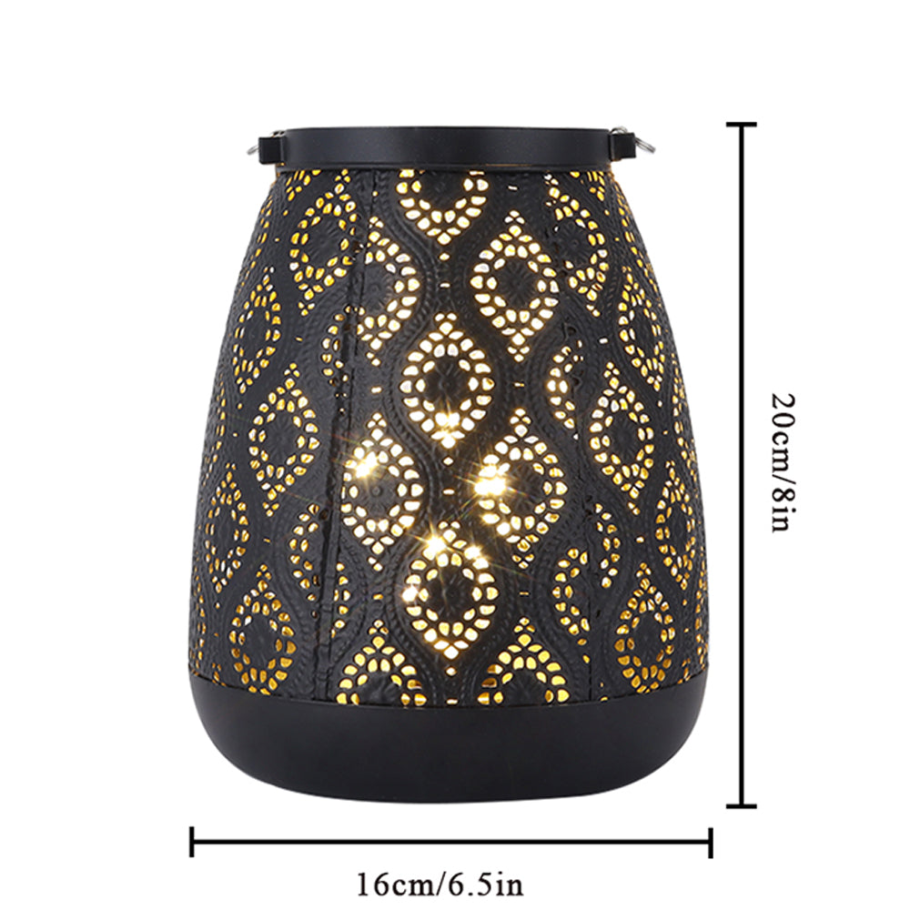 Cordless Black Metal Table Lamp with Geometric Cutouts