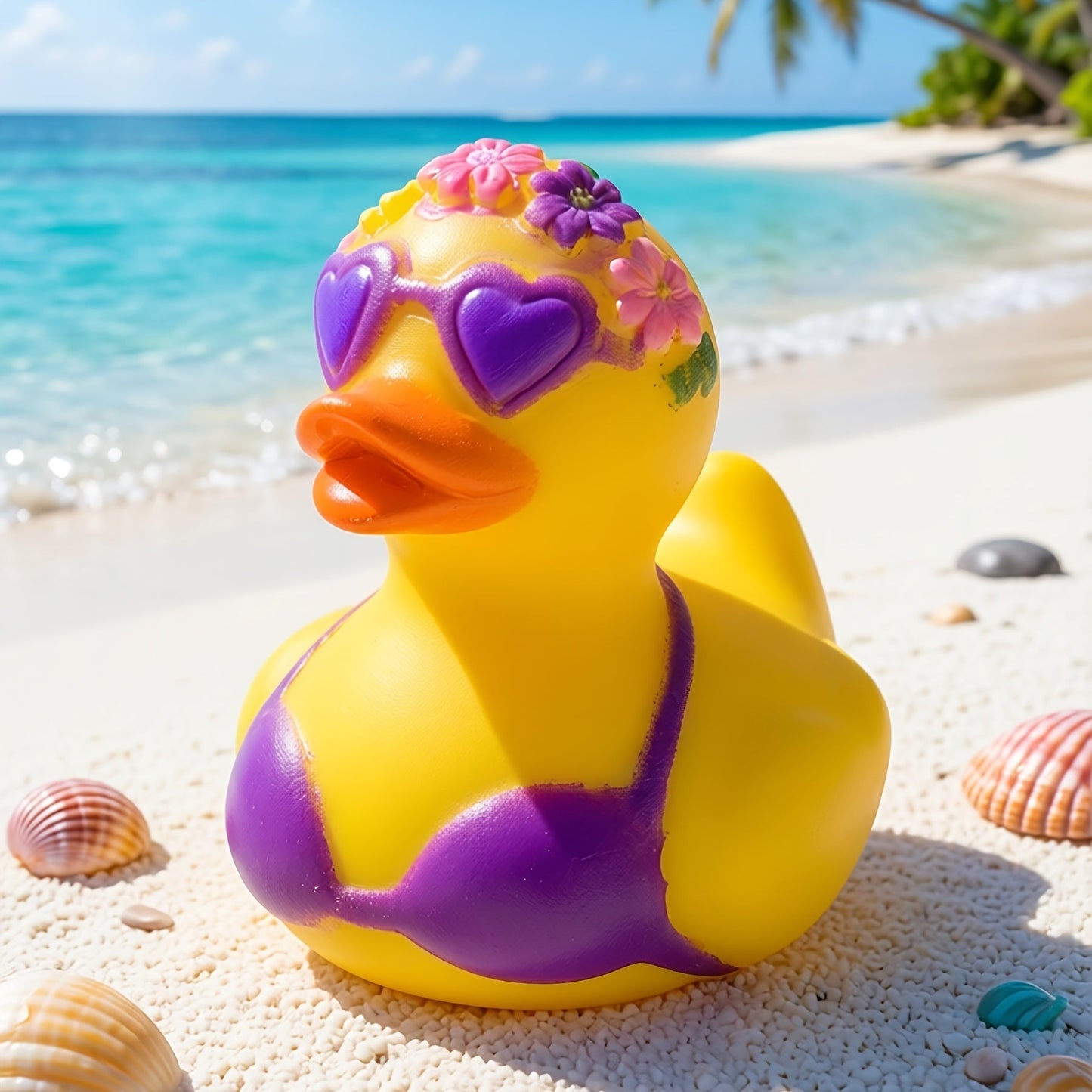 Decorative PVC Duck with Floral Bikini for Office or Car