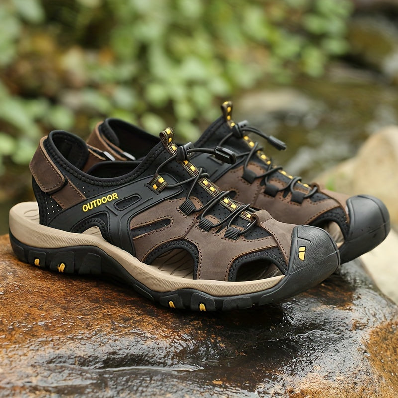 Men's Closed Toe Hiking Sandals with Non-Slip Rubber Sole