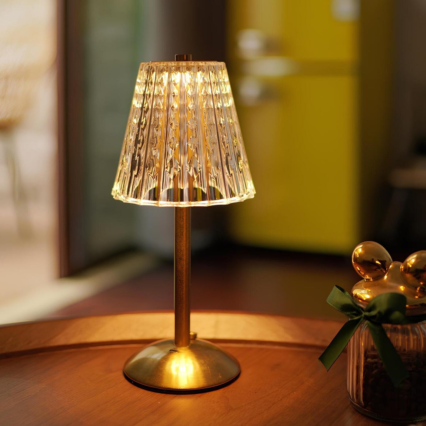 Rechargeable Golden Crystal Table Lamp with Touch Control
