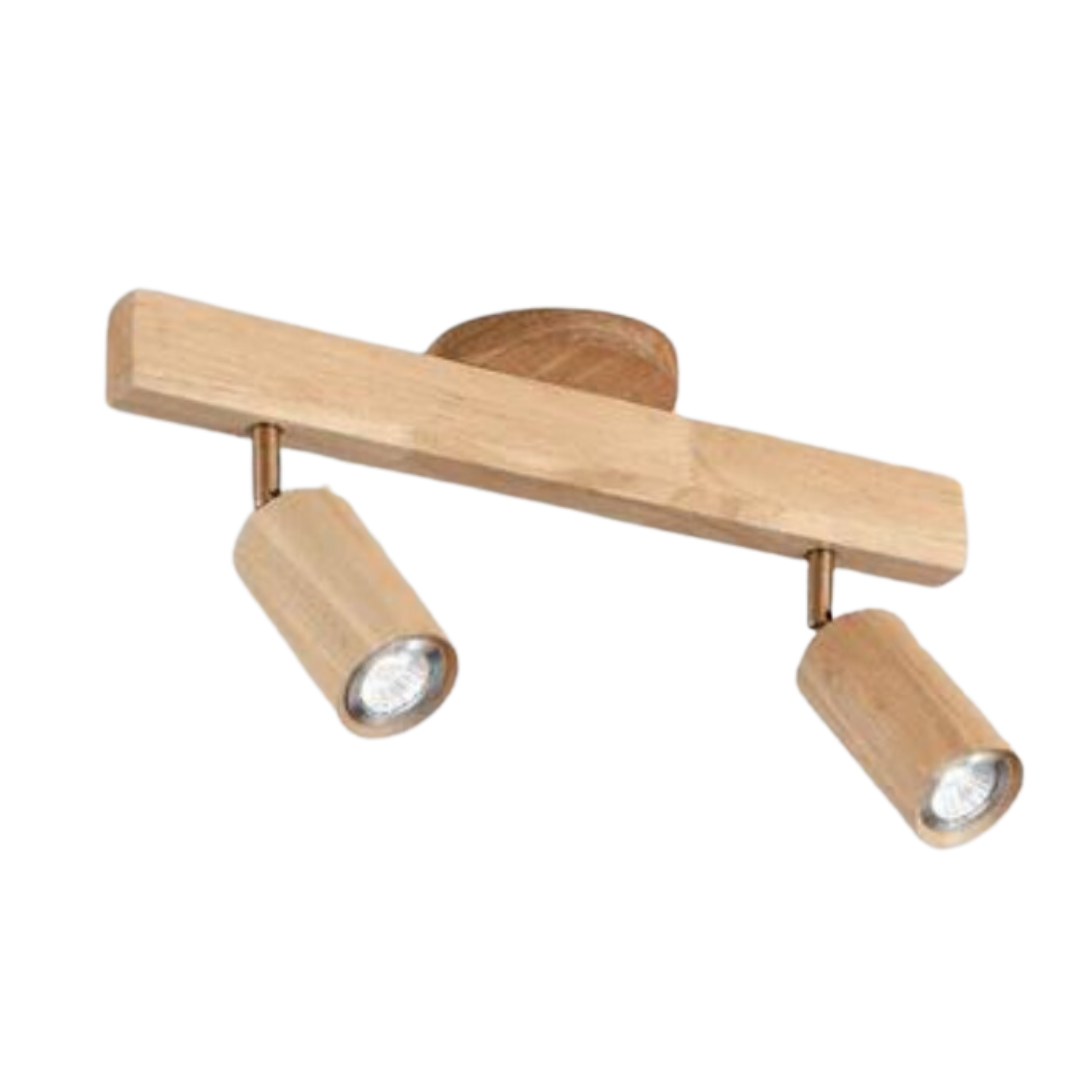 Adjustable Oak Wood Ceiling Spotlight with LED Bulb