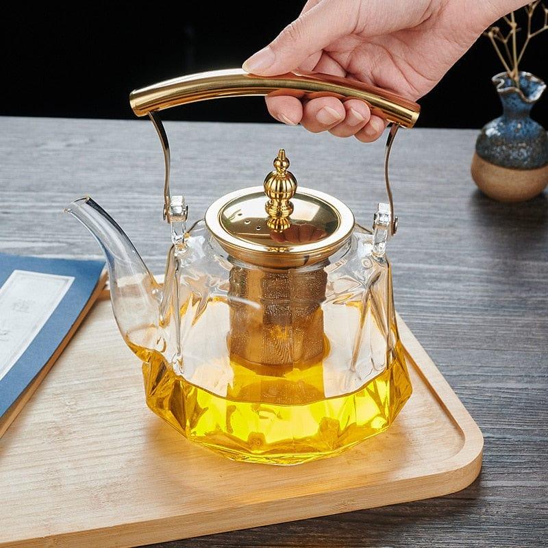 Heat-Resistant Borosilicate Glass Teapot with Strainer