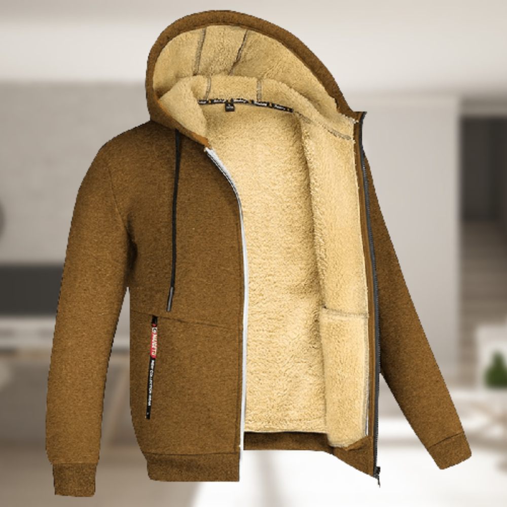 Modern Fit Zip-Up Hoodie with Pockets