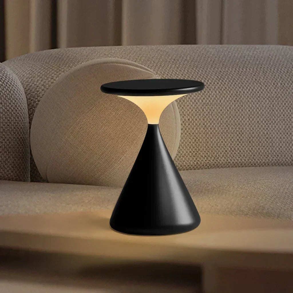 Dimmable Wireless Hourglass Table Lamp in Matte White