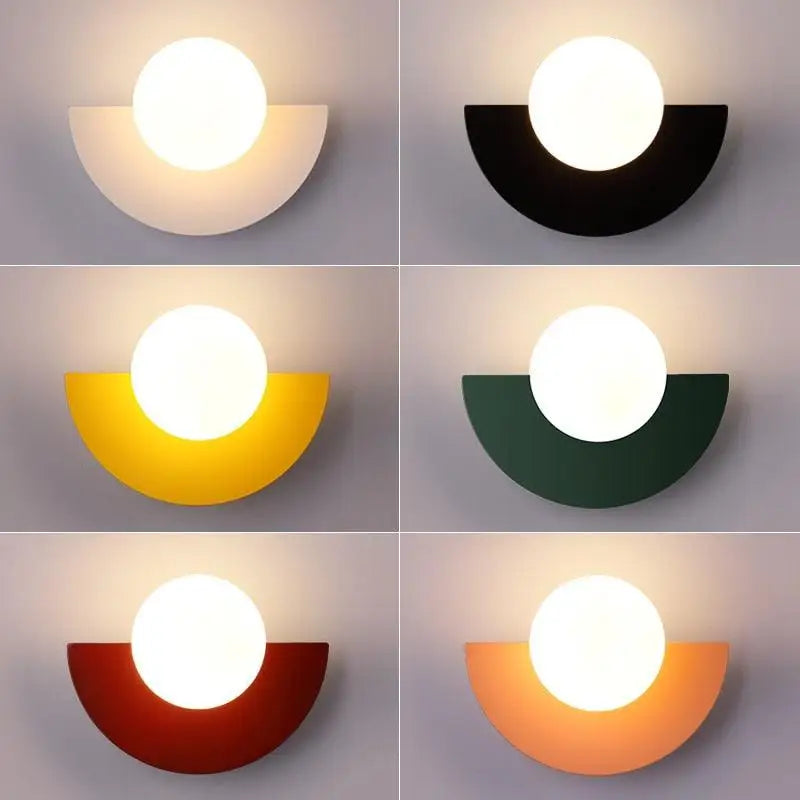 Half-Moon Colored Wall Light with Round Diffuser