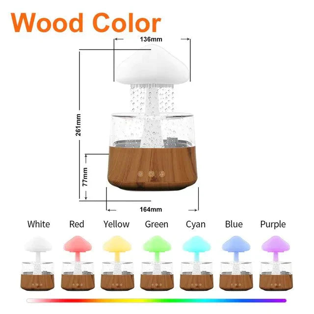 Aromatic Night Light Humidifier with Adjustable Rainfall and Soothing Sounds