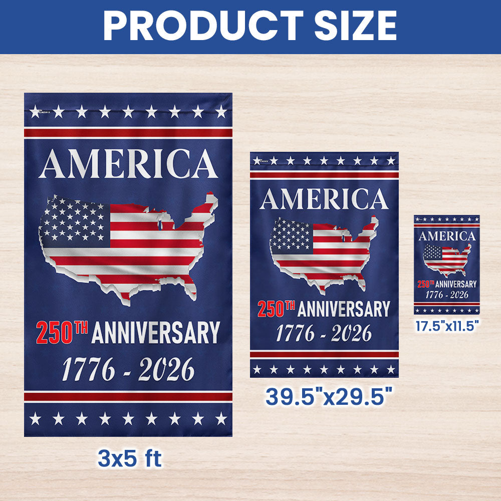 American Flag 250th Anniversary Map Flag Double-Sided Patriotic Decor