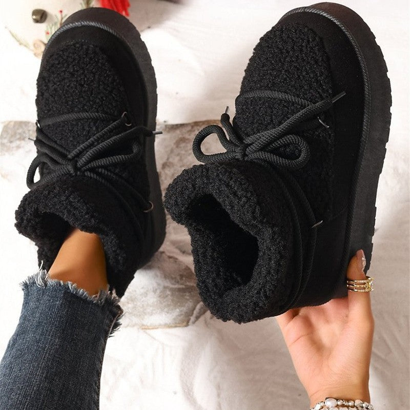 Cozy Lace-Up Women's Comfort Boots with Fleece Lining