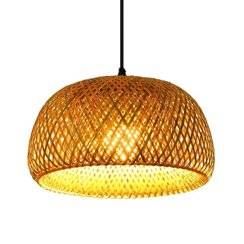 Handcrafted Bamboo Ceiling Lamp with Rattan Accent