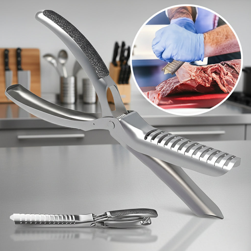 Stainless Steel BBQ Rib Prep Tool with Ergonomic Grip