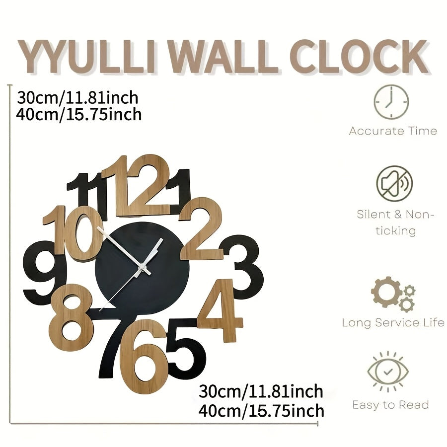 Asymmetrical Digital Wall Clock with Oversized Numbers