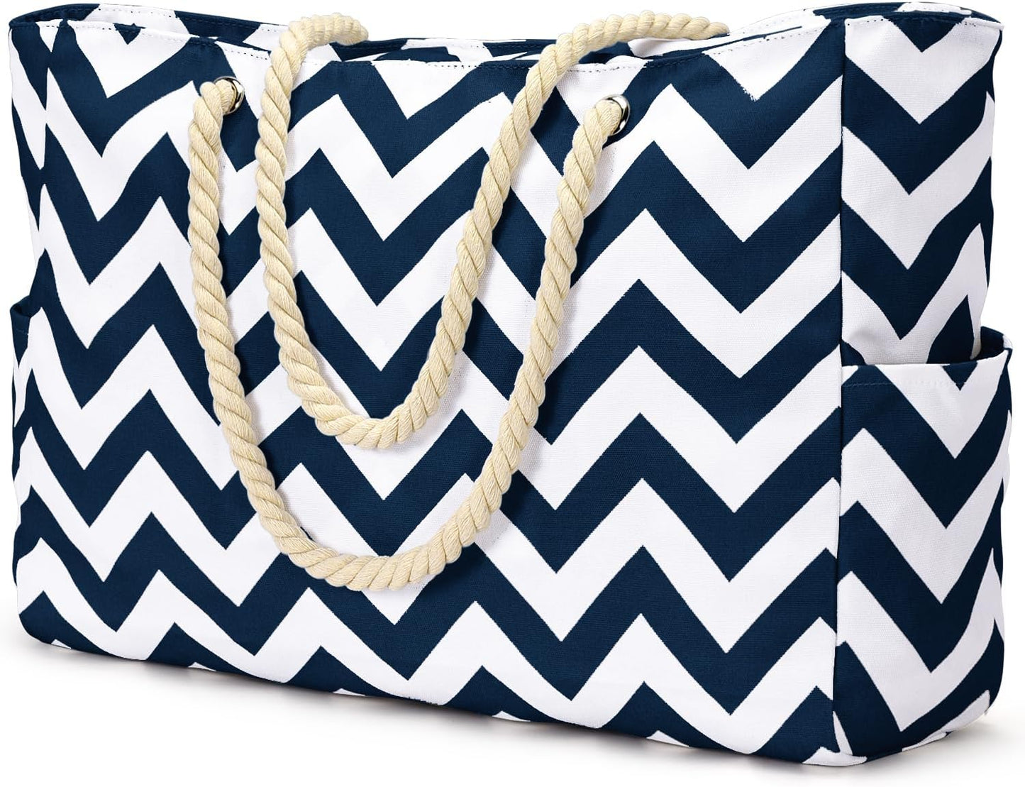 Waterproof Large Tote Bag with Zippered Storage and Side Pockets