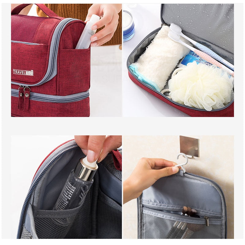 Large Capacity Hanging Toiletry Bag with Multiple Compartments