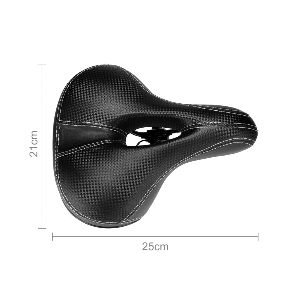 Soft Leather Bicycle Seat with Hollow Design and Double Spring Shock Absorption