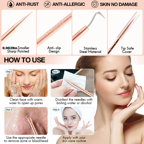 Blackhead Remover Comedone Extractor Kit with Protective Case
