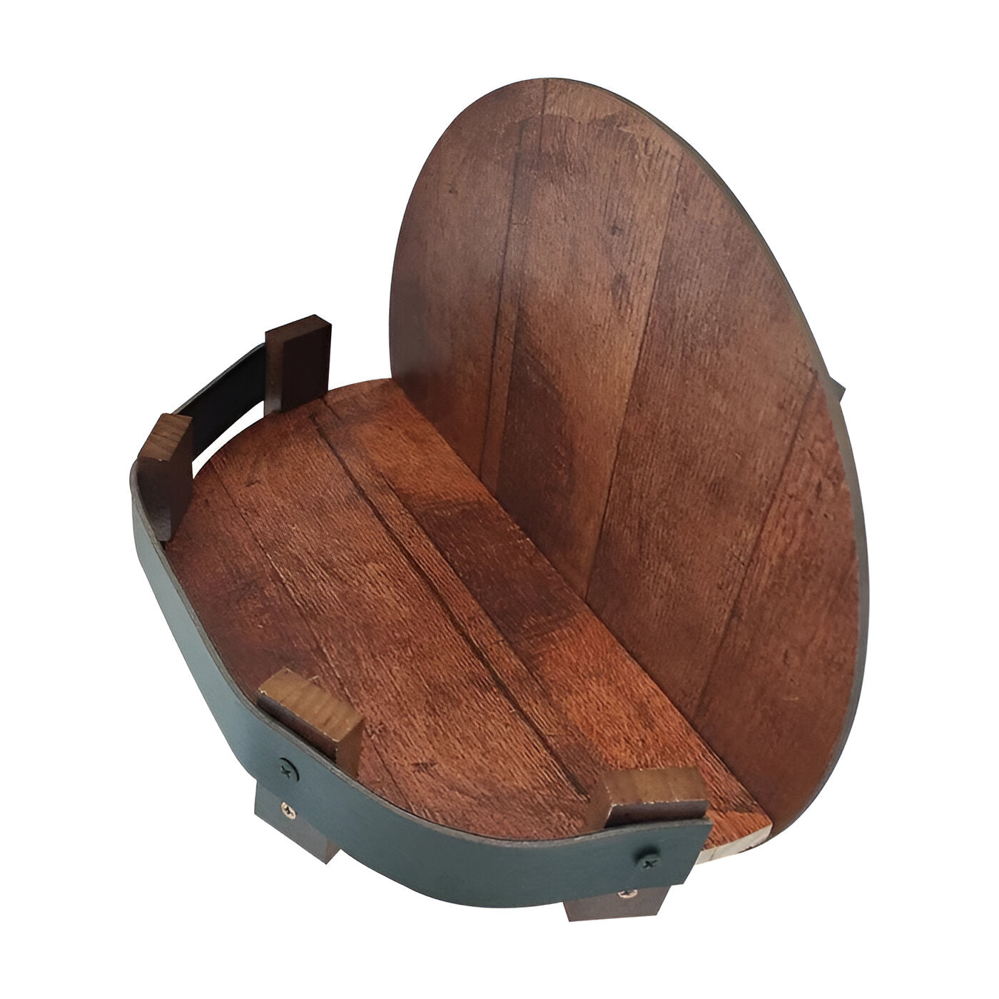 Rustic Bourbon Barrel Whiskey Shelf with D-Ring Hanger