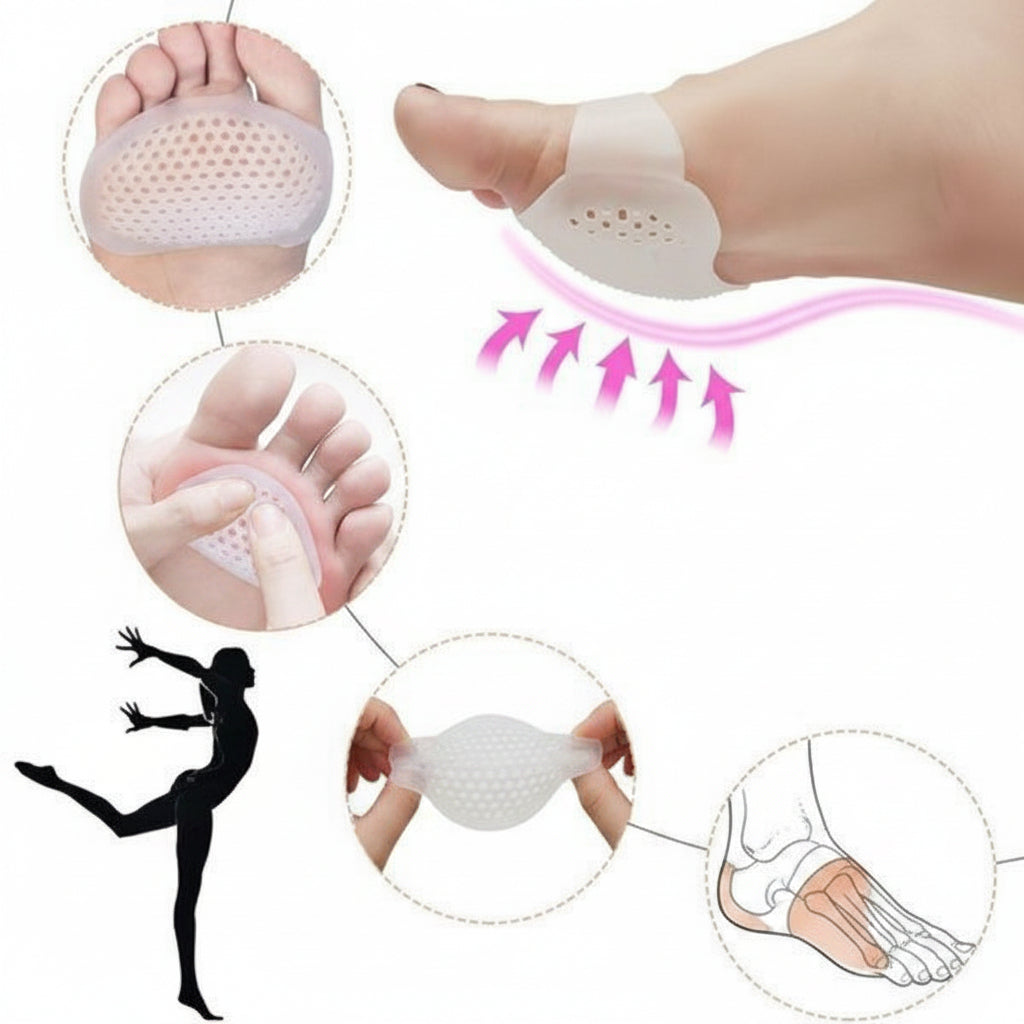Metatarsal Gel Pads with Ventilation Holes, Washable and Reusable, Set of 2