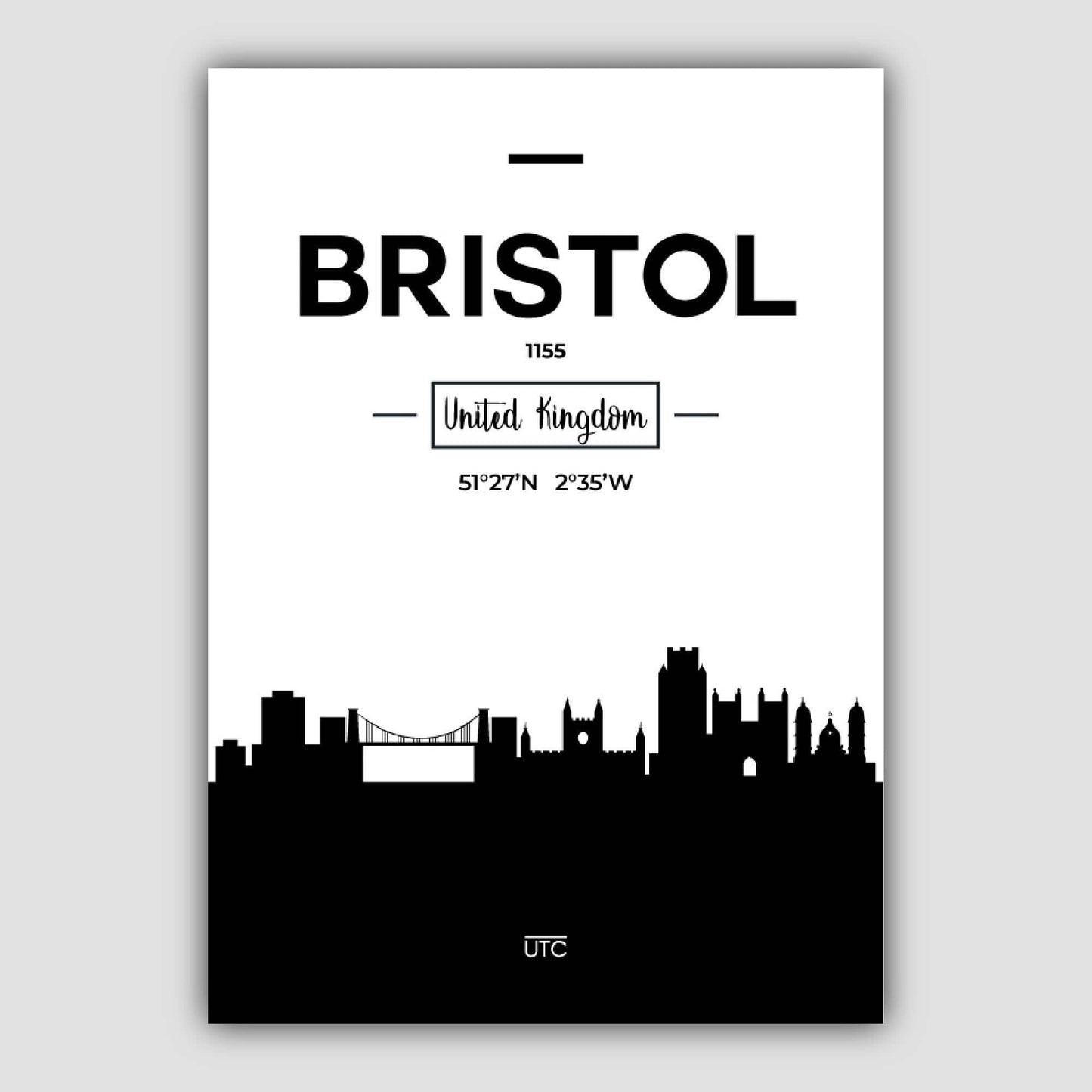 Bristol City Skyline Art Print on Matte Archival Paper