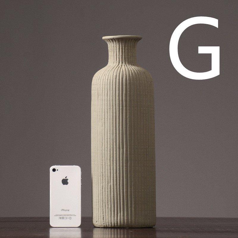 Ceramic Minimalist Flower Vase in Brown Beige and Gray