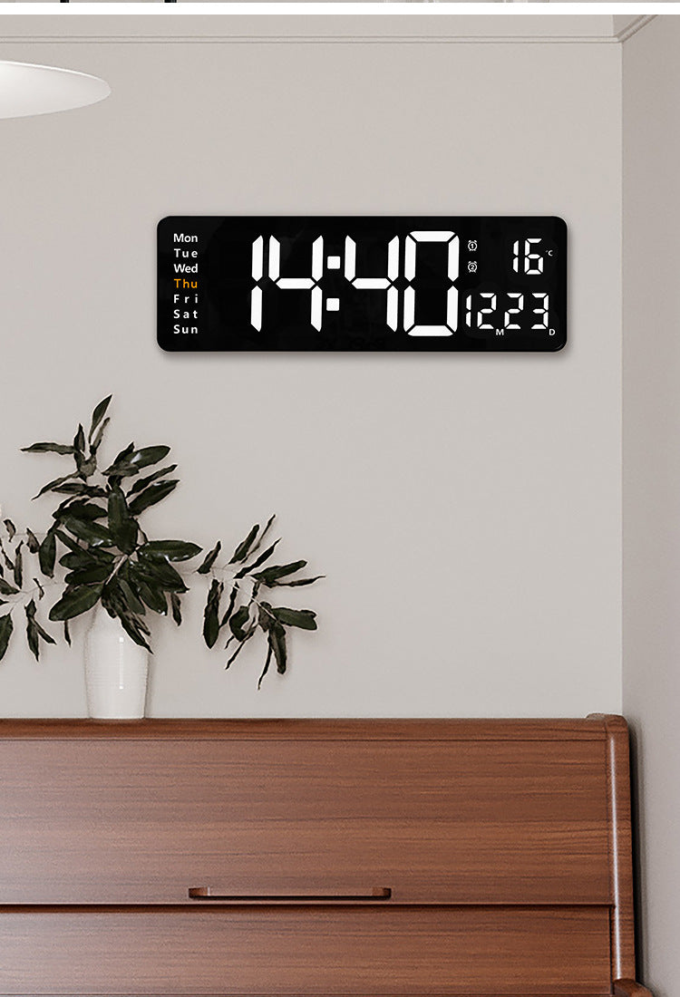 Scandinavian Digital Clock with 16-Inch Display and Remote Control