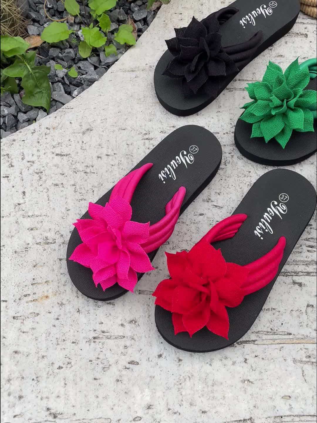 Wide Fit Women's Floral Platform Flip-Flops