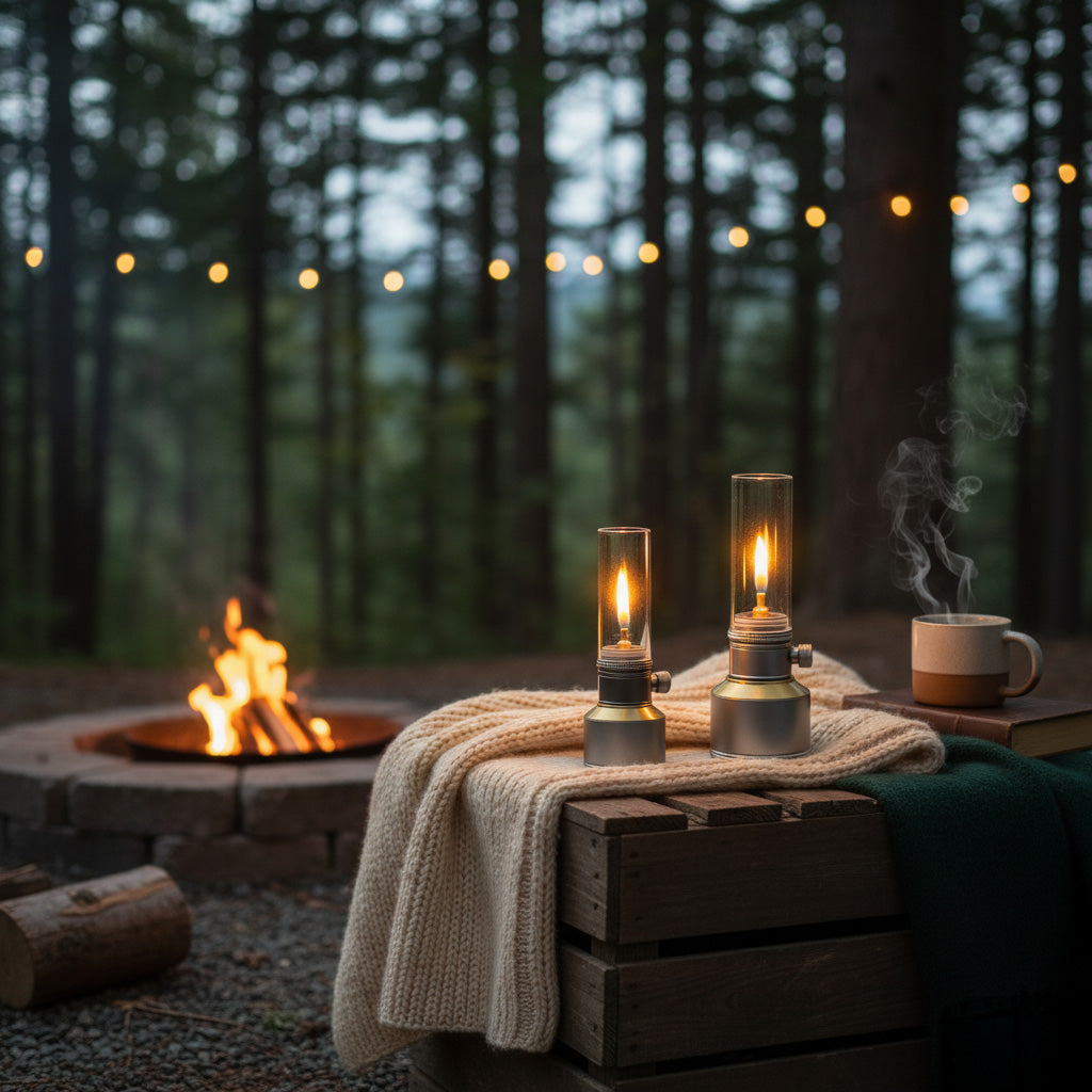 Portable Aluminum Butane Camping Lantern with Adjustable Flame