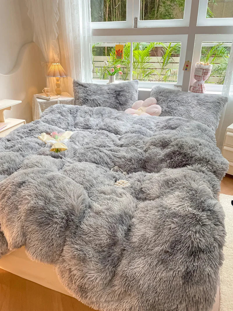 Candy-Coloured Long-Haired Mink Velvet Duvet Cover