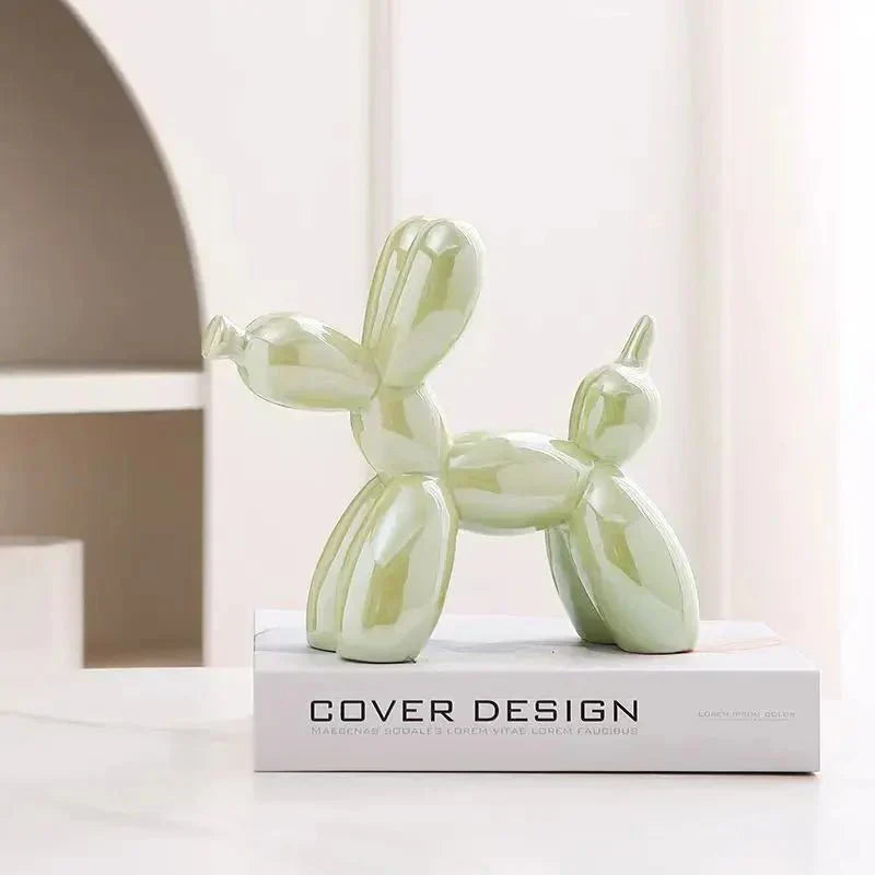 Ceramic Glossy Balloon Dog Ornament - Modern Home Decor