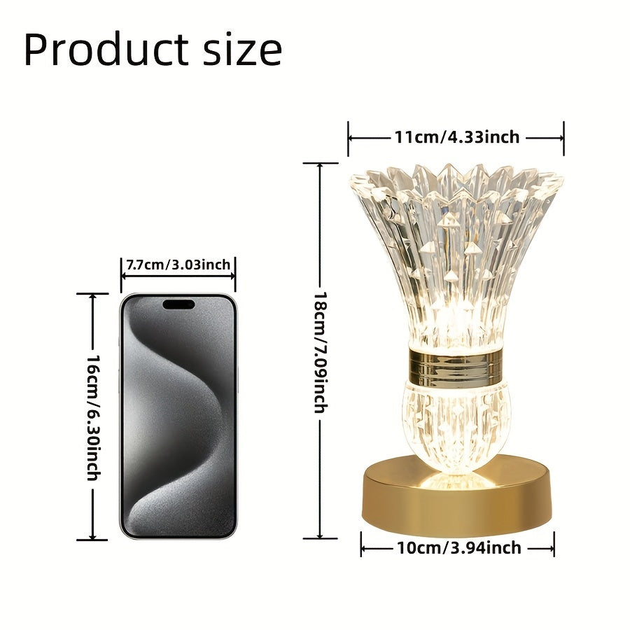 Dimmable LED Crystal Table Lamp with USB Connection