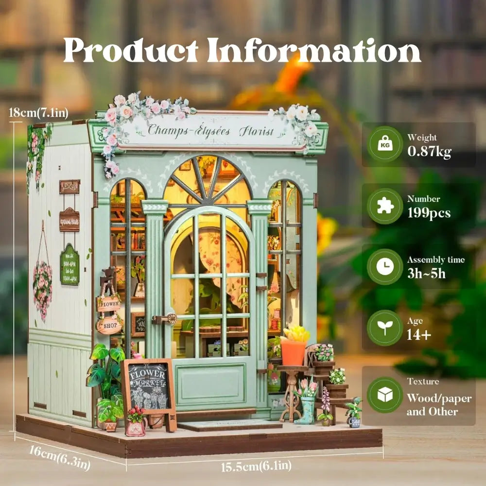 DIY Flower Shop Book Nook Kit with LED Lights