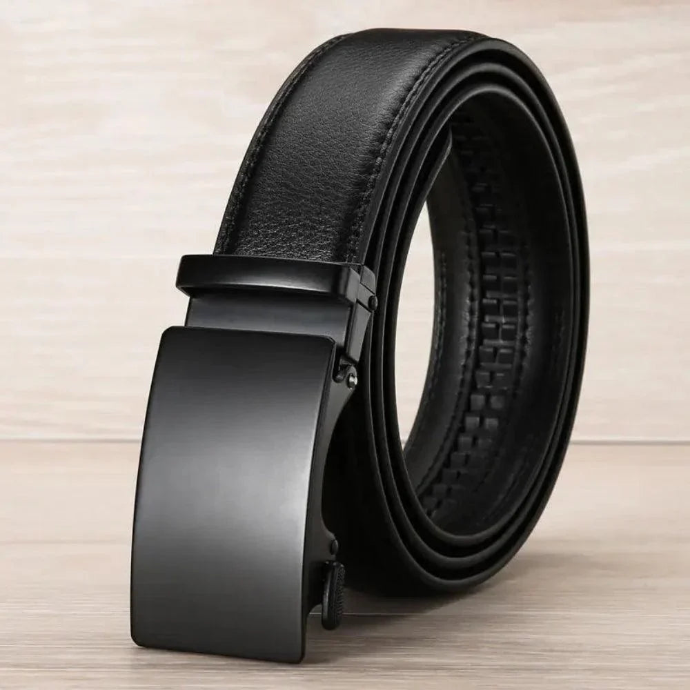 Adjustable PU Leather Dress Belt with Automatic Buckle
