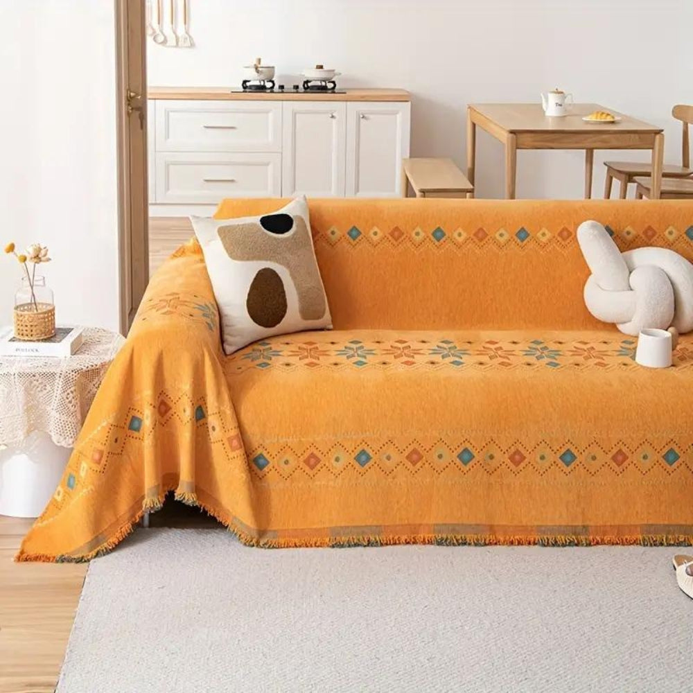 Bohemian Tassel Sofa Cover in Cotton Blend