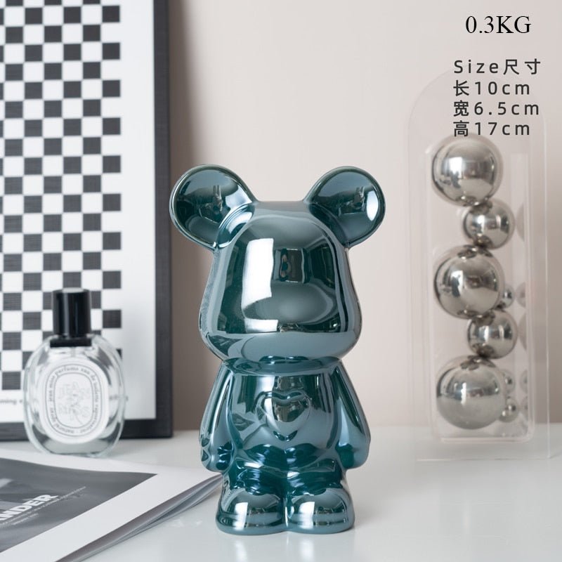 Colorful Ceramic Bear Piggy Bank Sculpture