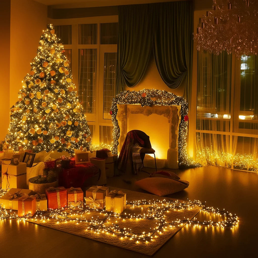 9m Warm White LED Copper Wire String Lights with Remote Control