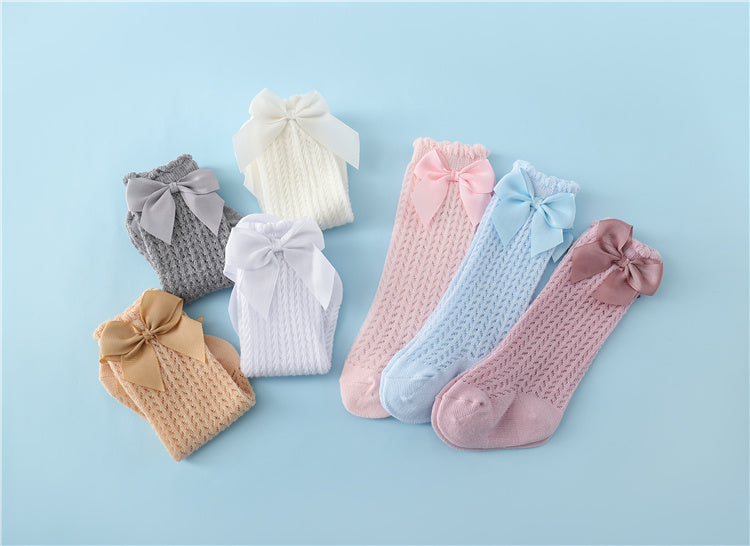 Cotton Baby Socks with Large Bow for Girls