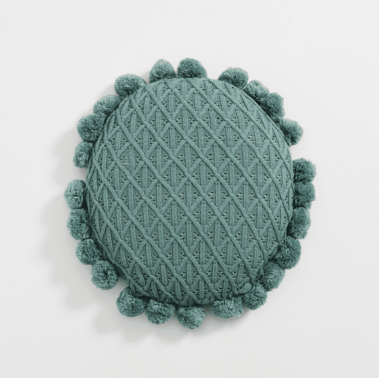 Round Pom Pom Tassel Cushion Cover 20x20 Inches