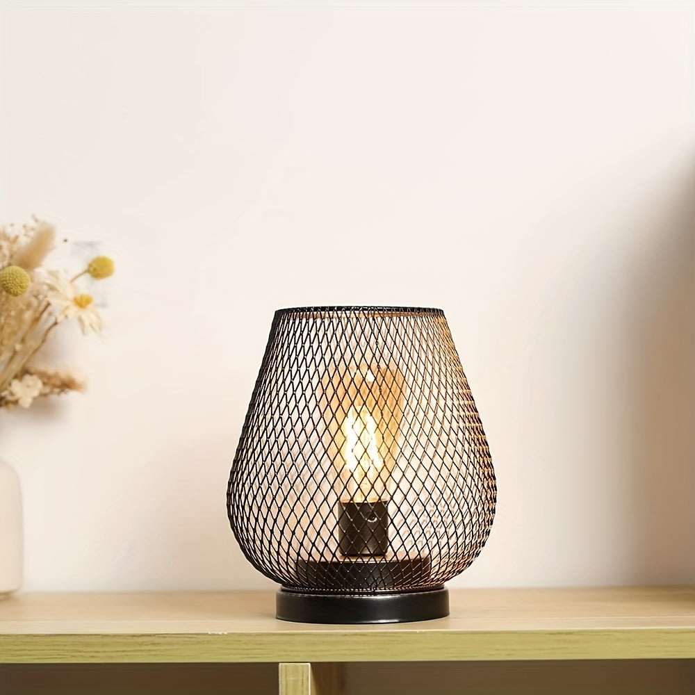 Rustic Industrial Mesh Table Lamp Set with LED Bulbs