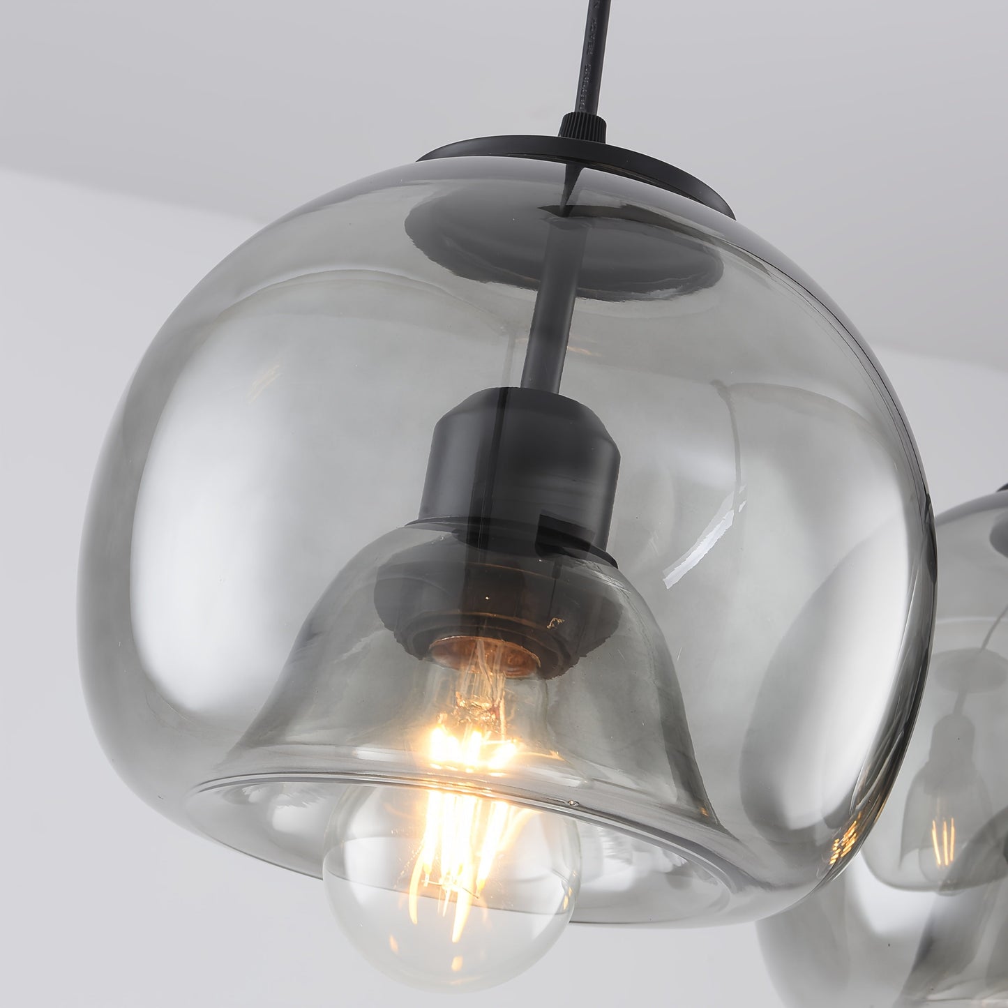Smoked Glass Adjustable Pendant Light for Kitchen Island