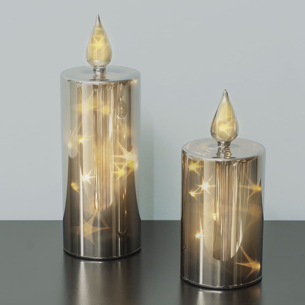 LED Smoky Glass Candle Set with Timer
