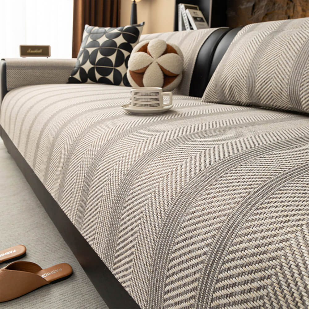 Breathable Pet-Friendly Herringbone Sofa Cover