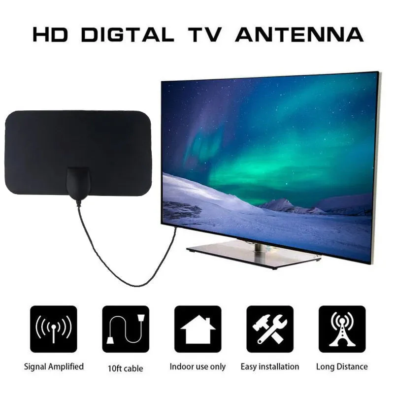 Indoor TV Antenna with 49.7 Mile Range and 10 ft Cable