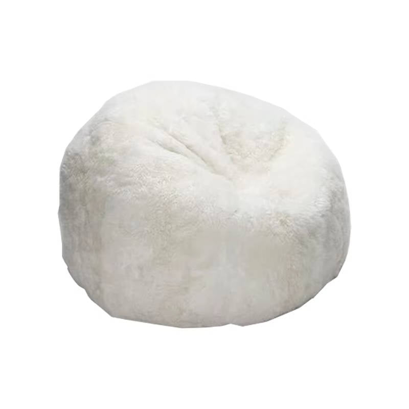 Ultra Soft Fluffy Faux Fur Bean Bag Cover for Kids and Adults, Adjustable Unfilled Pouf with Vegan Leather Handle