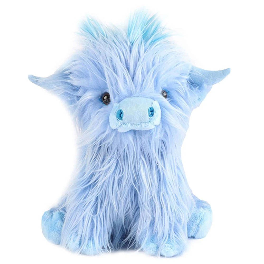 Handmade Plush Cow Stuffed Animal Toy with Fluffy Fur and Expressive Eyes