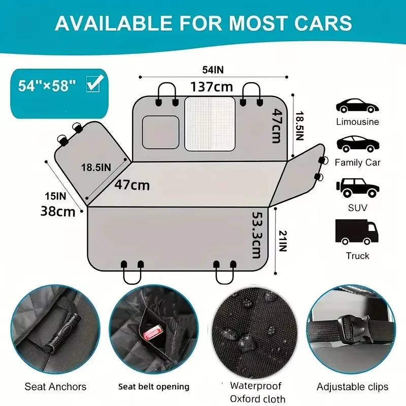 Waterproof Dog Car Seat Protector with Scratch-Resistant Hammock Design