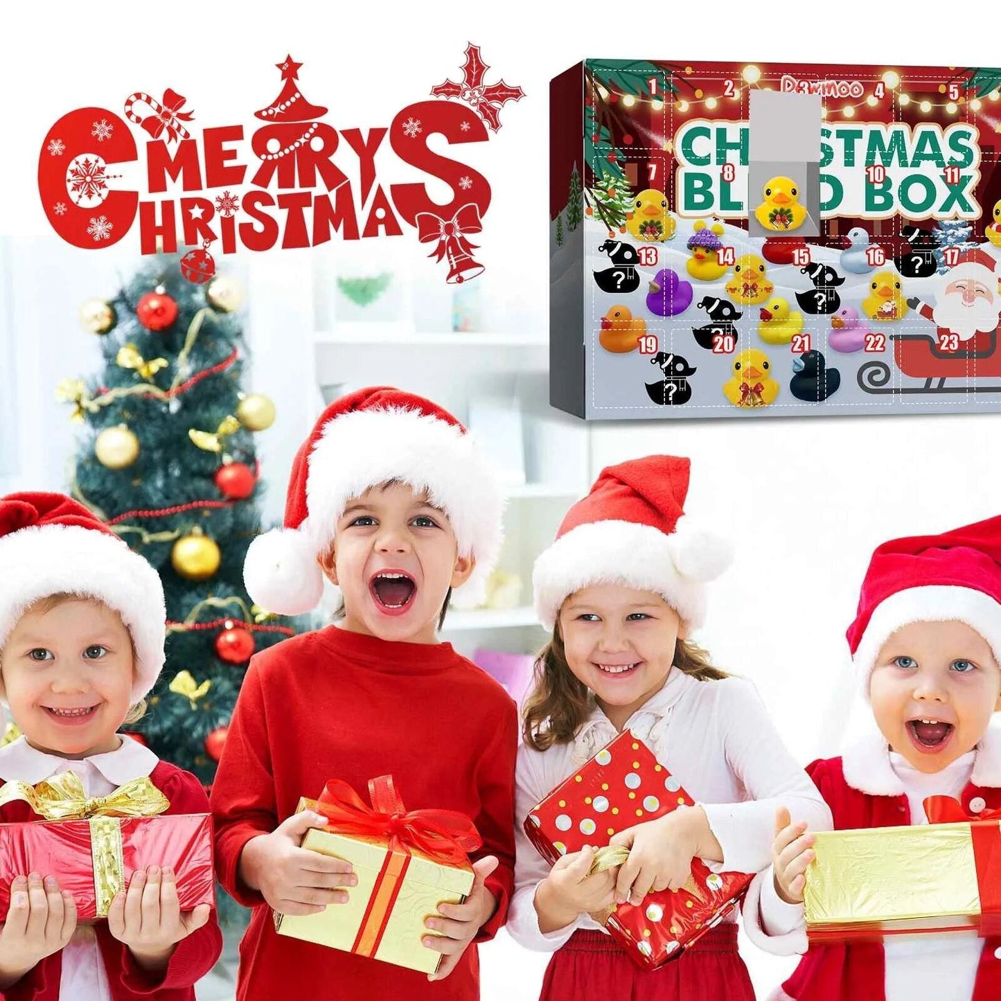Christmas Advent Calendar with 24 Unique Rubber Ducks