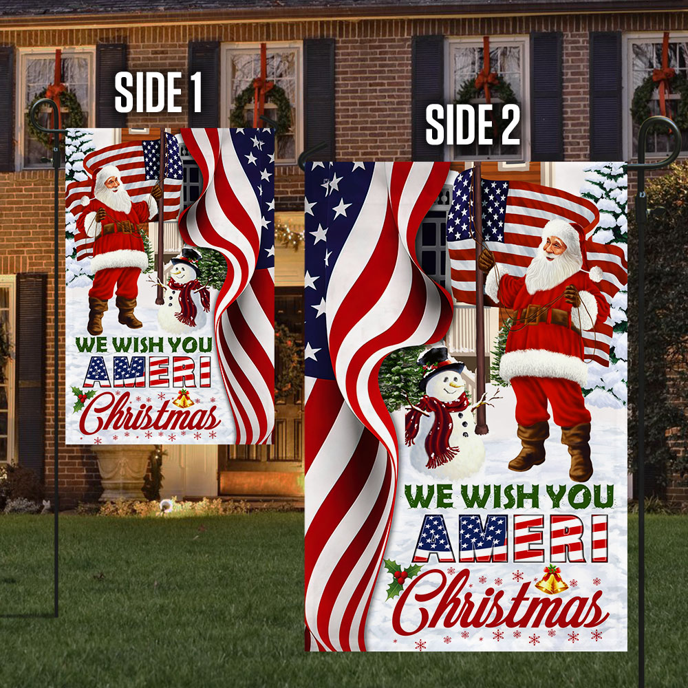 Double-Sided Santa Claus US Flag Christmas Decoration