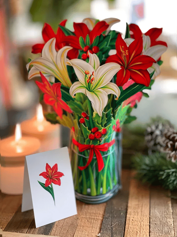 Realistic Pop-up Flower Art with Free Greeting Card